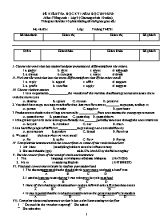 Đề kiểm tra học kỳ I môn Tiếng Anh Lớp 9 (Chương trình 10 năm) - Năm học 2019-2020 (Có đáp án)